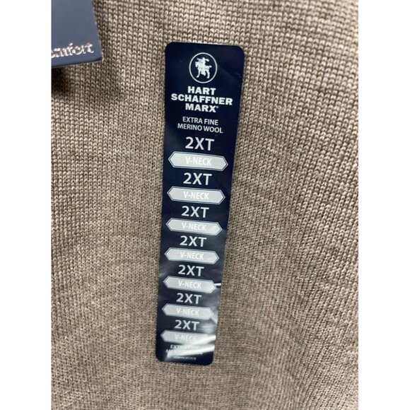 Hart Schaffner Marx 2XT Extra Fine Merino Wool Pullover V-Neck Sweater Beige - Picture 6 of 7